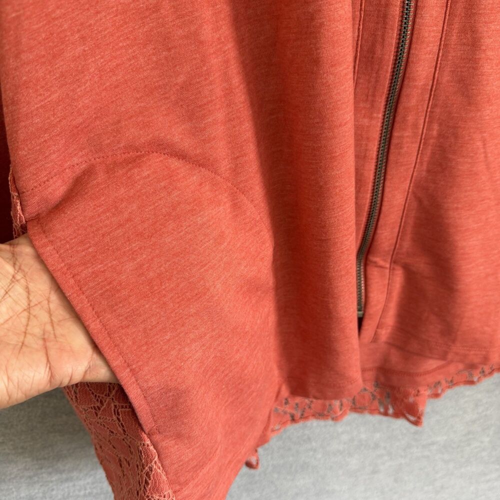 LOGO Lori Goldstein Layering Top 2X Lagenlook Full Zip Lace Long Cardigan Duster - Picture 5 of 12